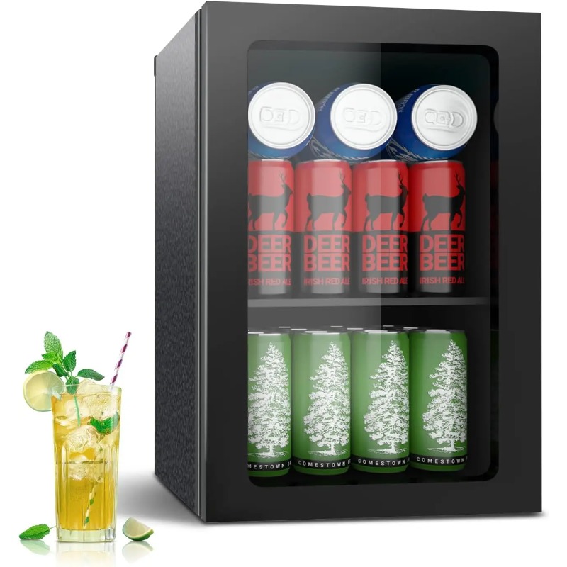 Wine Beer Mini Fridge - Minilodówka na 24 puszki z szklanymi