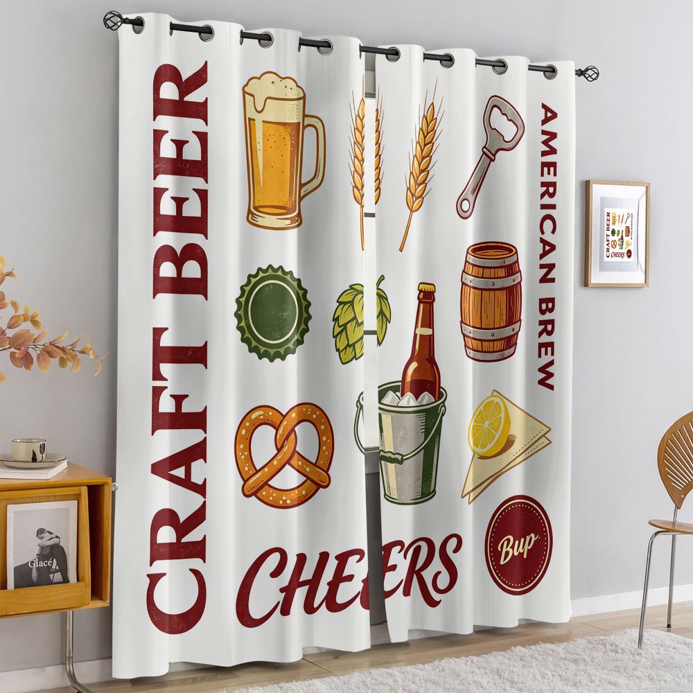 Zasłony z motywem vintage piwa – Craft Beer & Wine U- recenzja i cena
