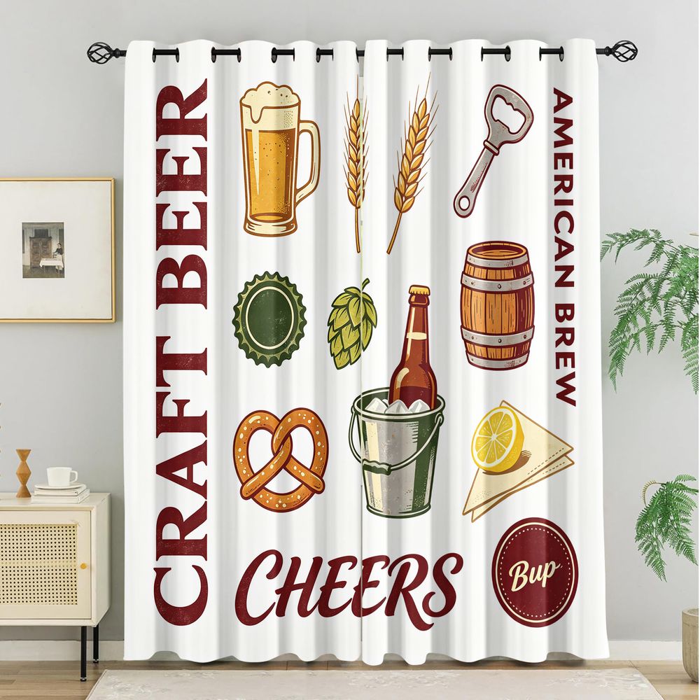 Zasłony z motywem vintage piwa – Craft Beer & Wine U- recenzja i cena