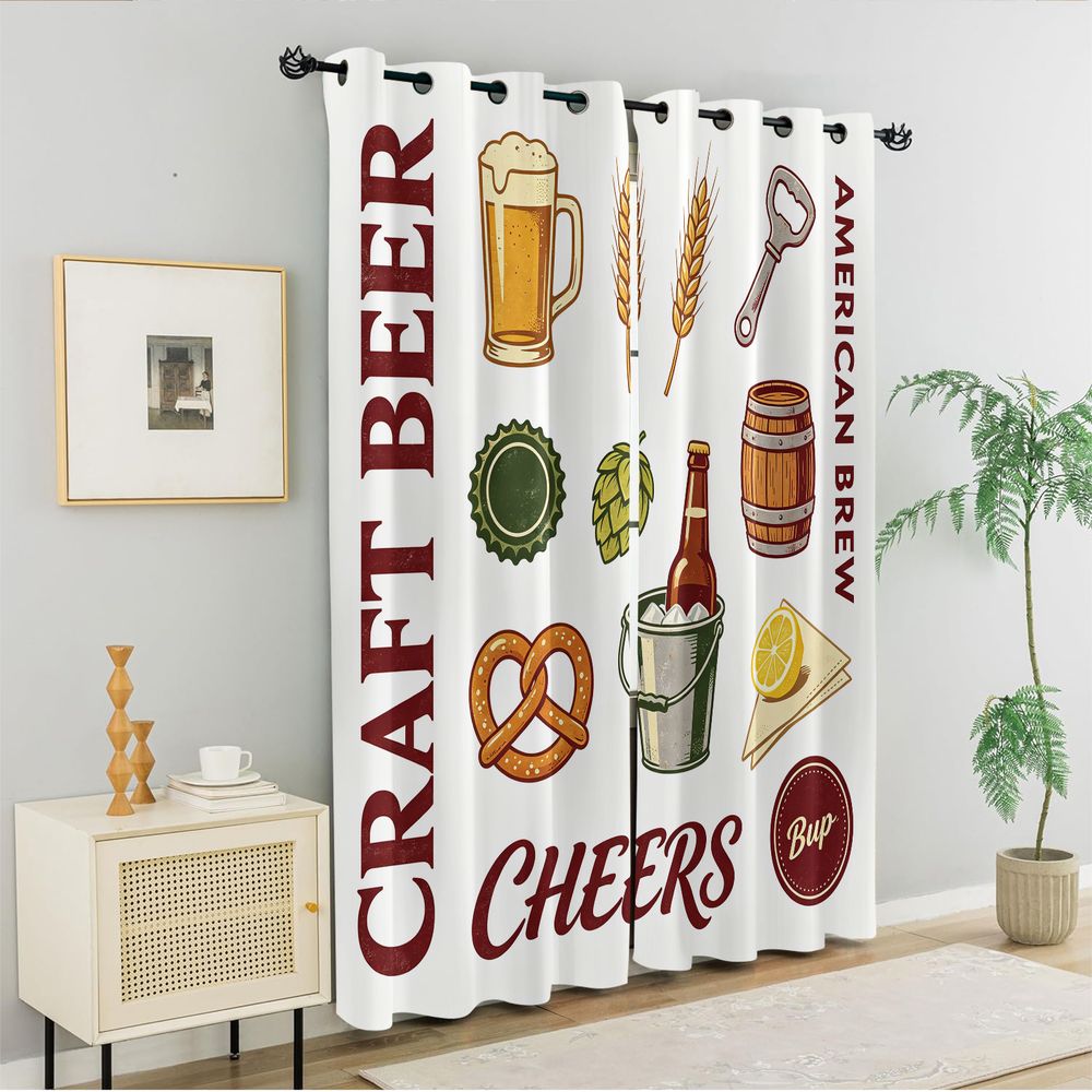 Zasłony z motywem vintage piwa – Craft Beer & Wine U- recenzja i cena